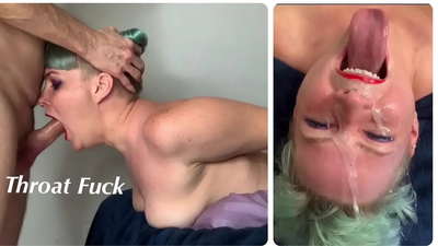 Styvdotter lär sig hur man gör ett extremt strupknull med hans kuk